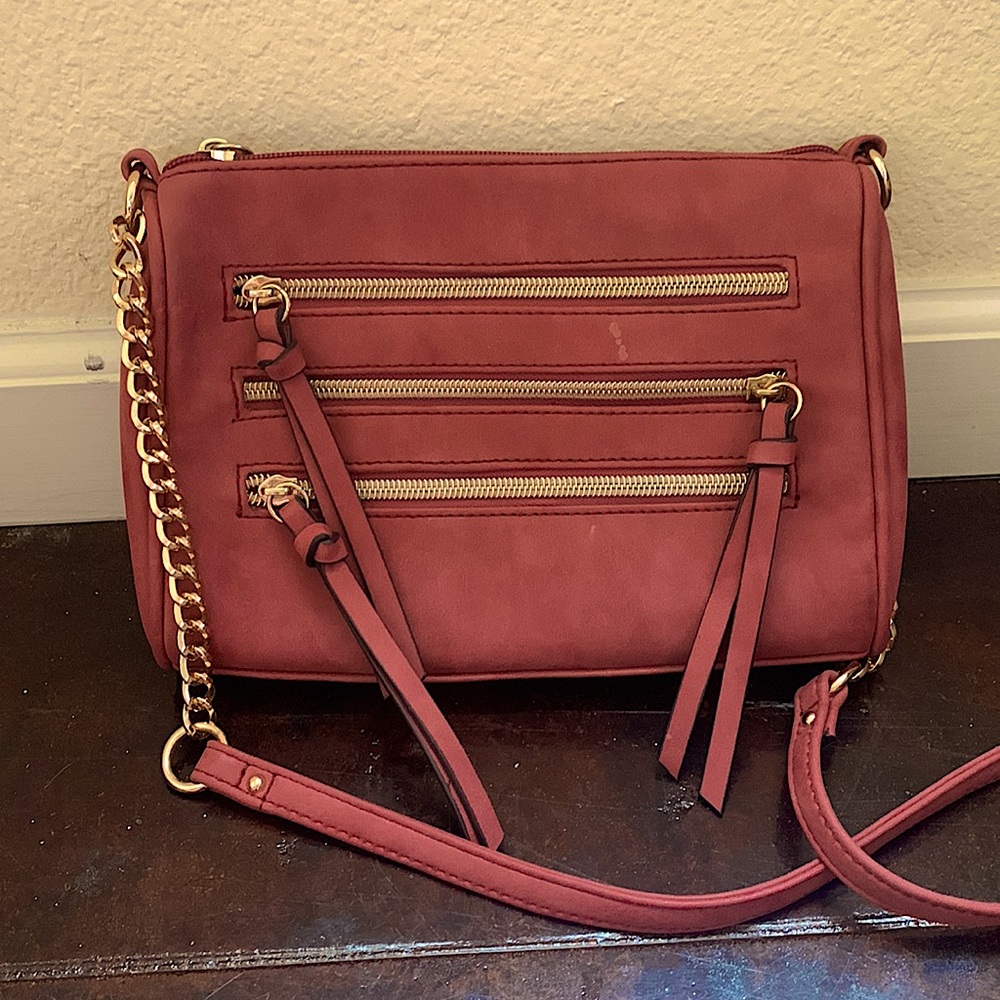 Red suede purse